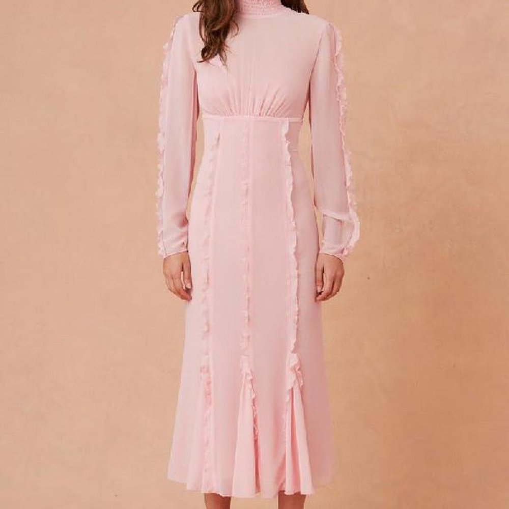 KEEPSAKE beloved ruffle-trimmed chiffon midi dress
